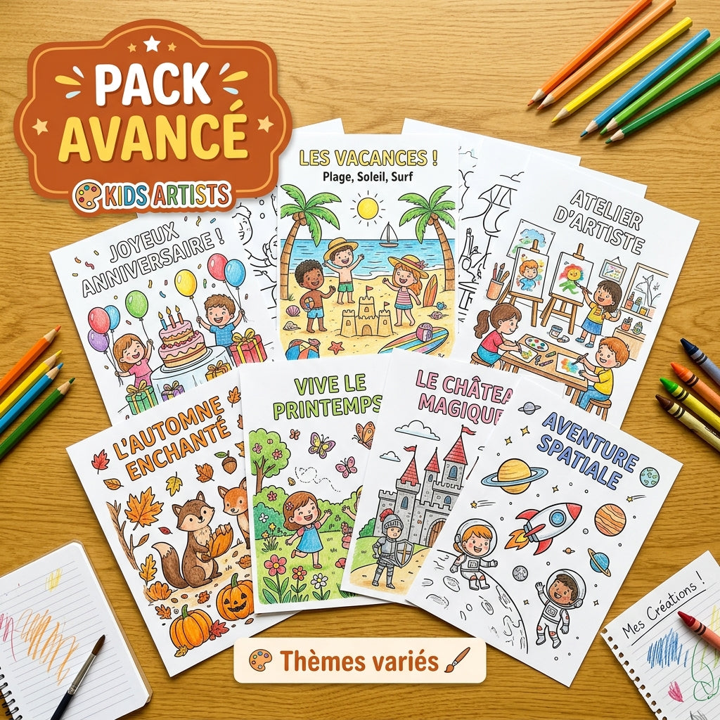 Pack Avancé — Thèmes Variés Coloriages Imprimables