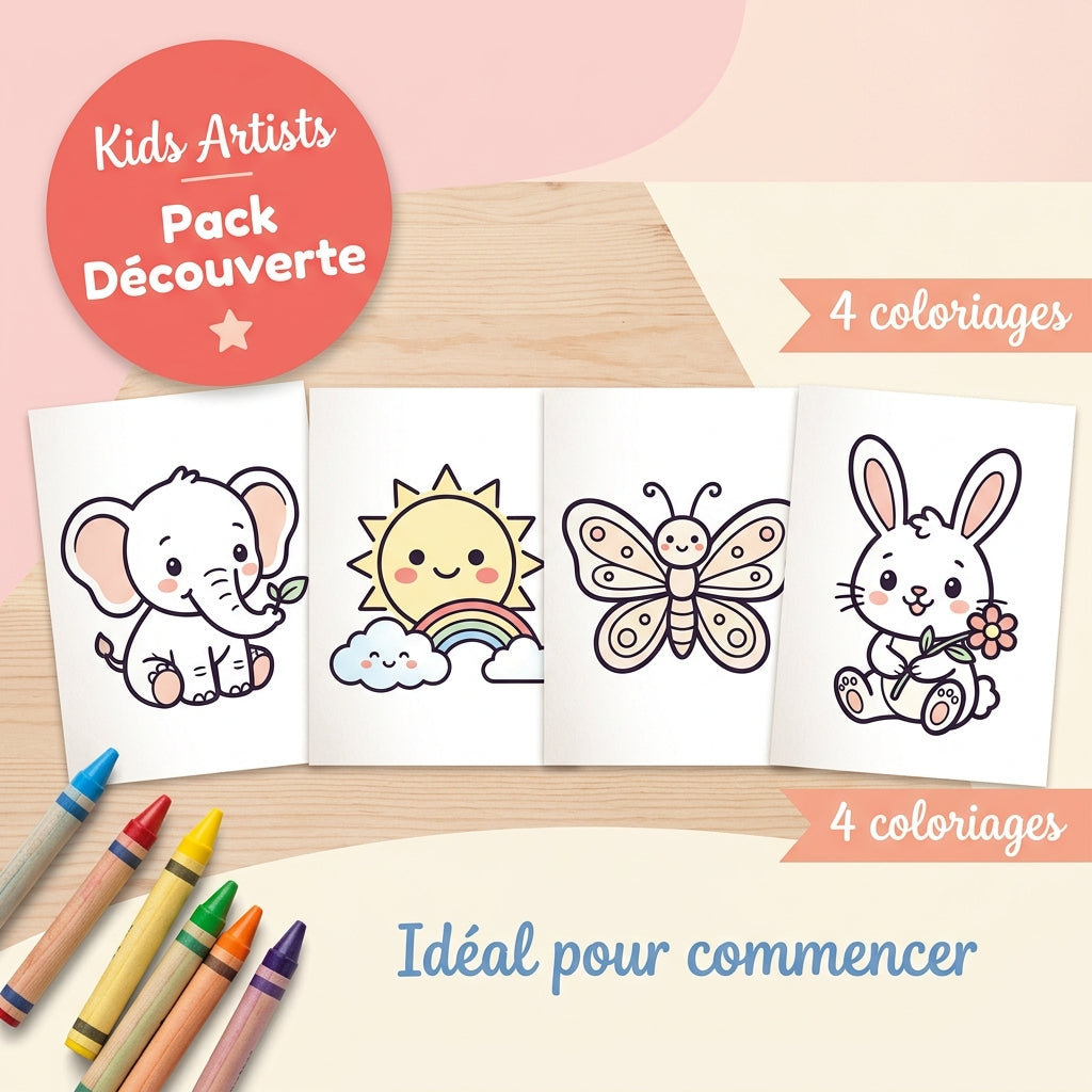 Pack Découverte — 4 Coloriages Imprimables Faciles