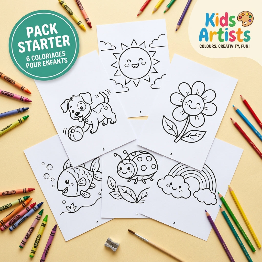 Pack Starter — 6 Coloriages Imprimables pour Débuter